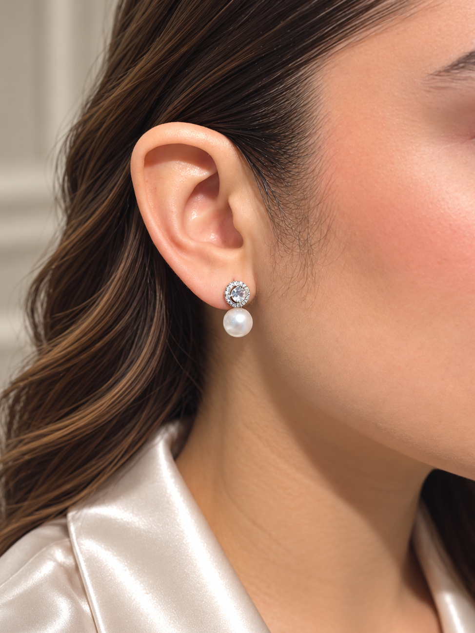 Aretes Solitario Perla