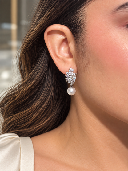 Aretes Mix Zirconias y Perla