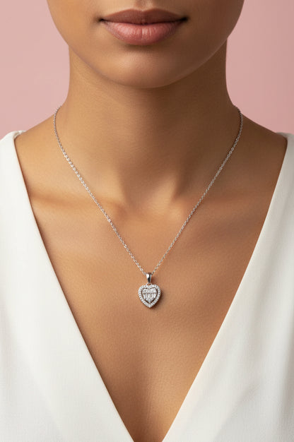 Collar Corazón Pavé - Plateado