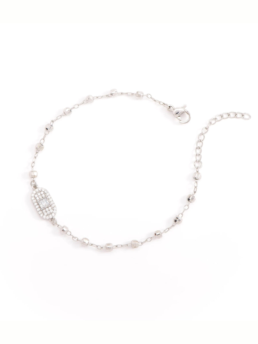 Pulsera Oval Pavé - Plateado