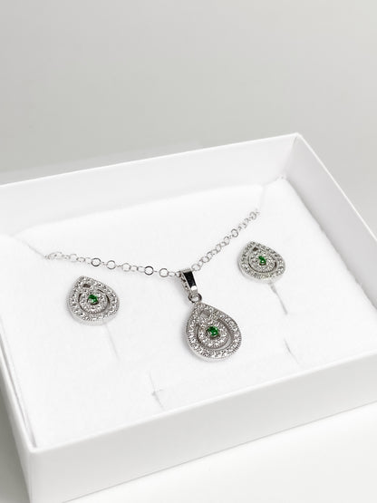Juego Gota Verde Zirconias