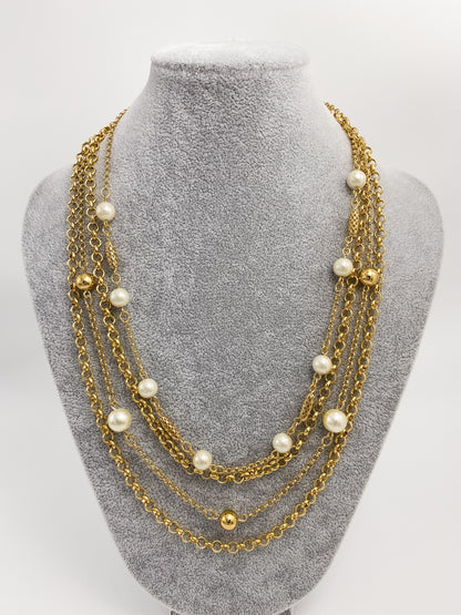 Collar Capas Perlas Cadenas